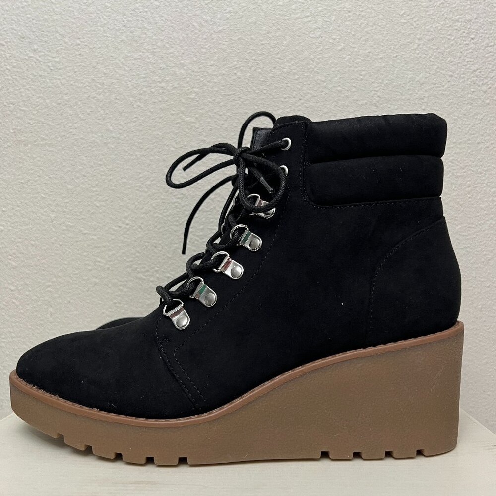 Style & Co. Women's Carmenn Zipper Lace-Up Ankle Wedge Boots Shoes Size 9 New